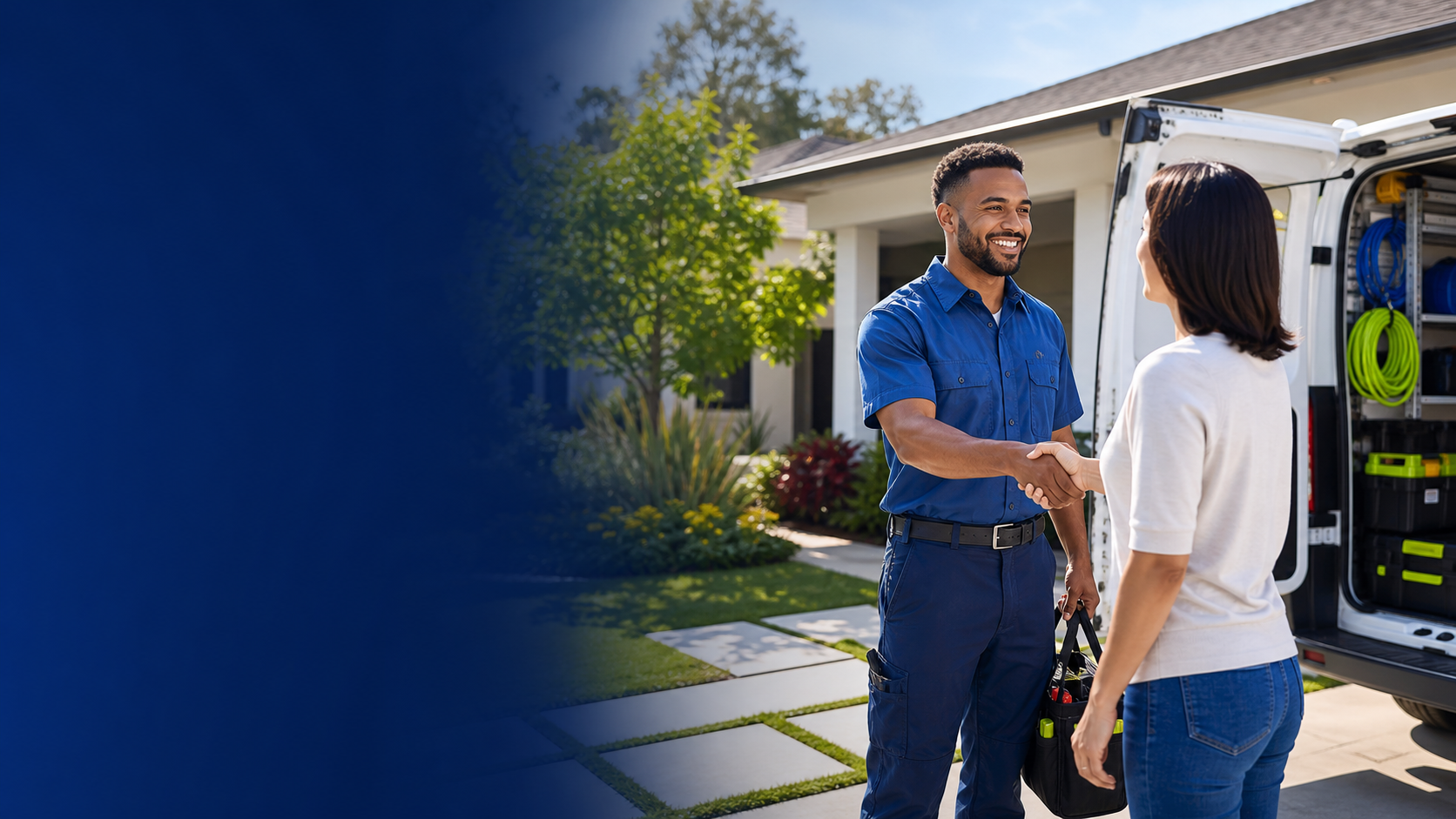 Home service professional working at a residence